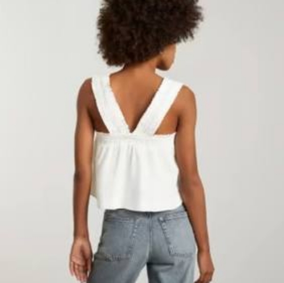 Everlane Tank Top Womens Small Linen Smocked Crop Picnic Shirt - Picture 1 of 12